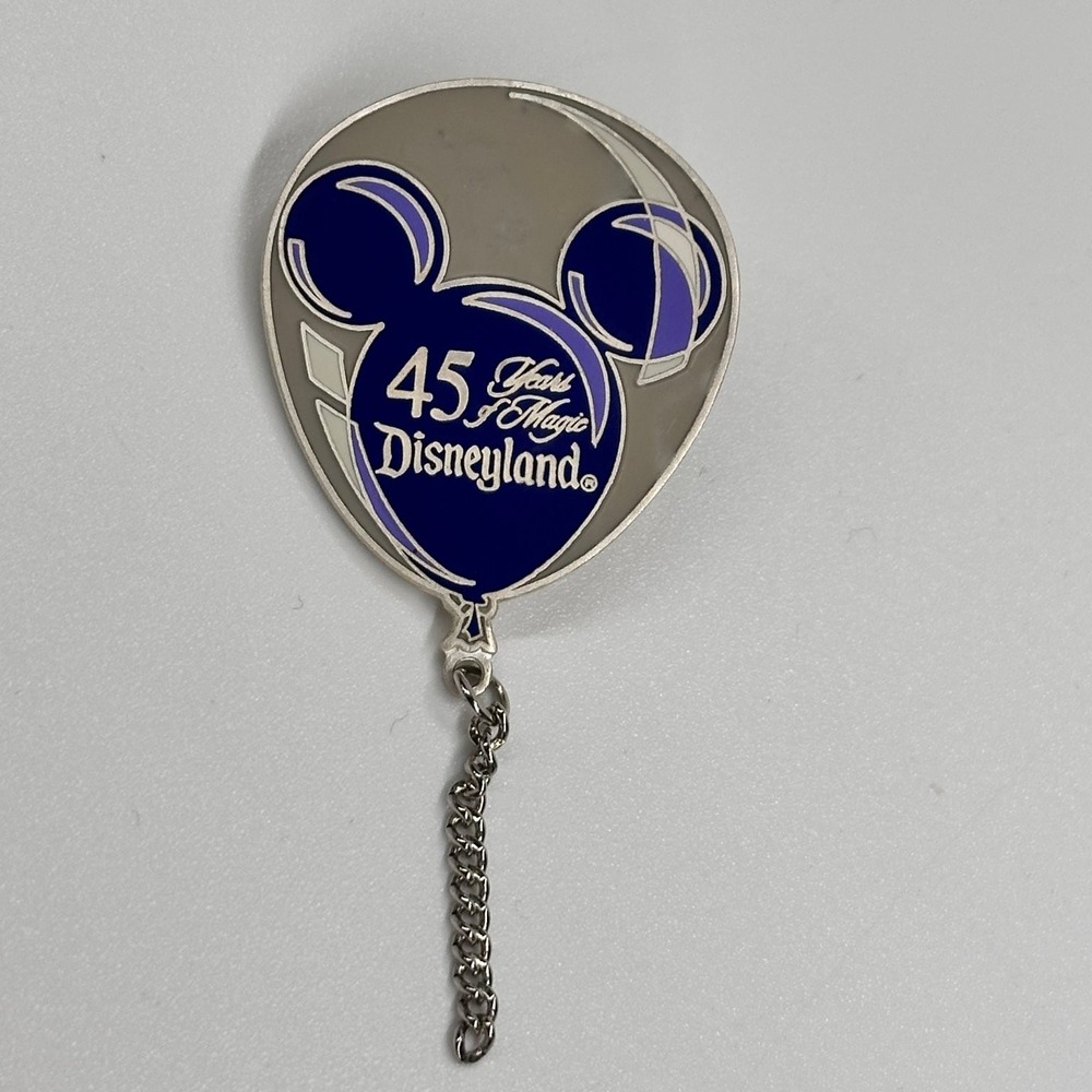 Disneyland 45th Anniversary Pin Purple Mickey Balloon Dangle Chain LE 5000 VTG